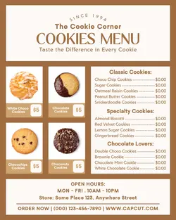cookies menu instagram post