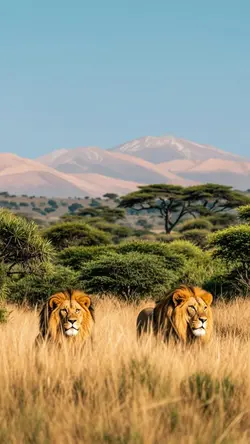 Wallpaper Creative Poster The Lions on the Safari Field