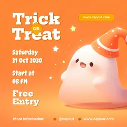 Orange Trick or Treat Halloween Instagram Post