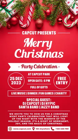 Merry Christmas Party Poster Promotion TikTok Post