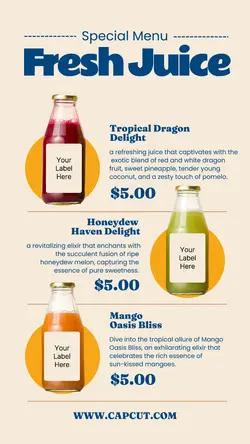 Special Juice menu instagram story