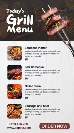 Food and Beverage - Grill Menu Instagram Story