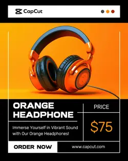 Orange Headphone Instagram Portrait Post