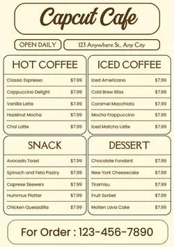 Brown Simple Menu Cafe