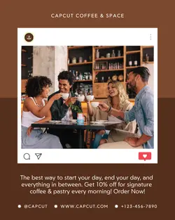 Brown Modern Morning Coffee Promo Instagram Post