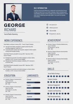 Non-Marketing Social Media Marketing Resume