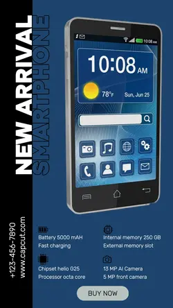 New arrival smartphone product display blue instagram story