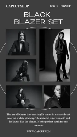 Fashion Black Blazer Set Product Instagram Story