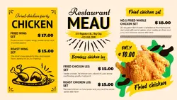 Foods & Beverage Fried chicken Menu American retro