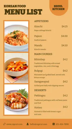 Food Korean Food Menu Instagram Story