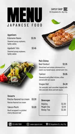 Japanese Food Menu Instagram Story
