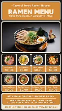ramen menu instagram story