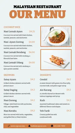 Food Malaysian Restaurant Menu Instagram Story