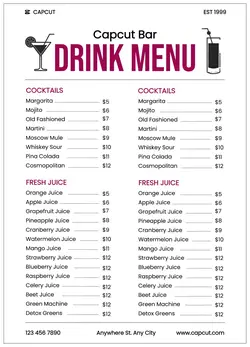 Drink Menu Minimalist