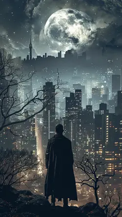Wallpaper creative poster Vampire standing against the night city