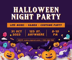 Halloween Night Party Poster Promotion Facebook Post