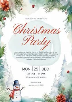 Christmas Invitations Card A4 Print