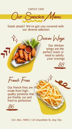 Food Snacks Menu Instagram Story