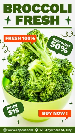 Broccoli Fresh Vegetable Instagram Story White Green Modern Flat
