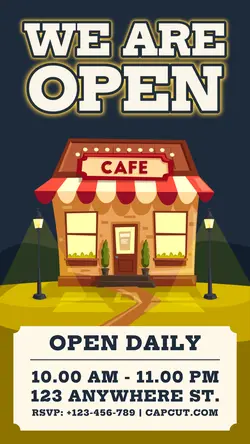 Food & Beverage Cafe Shop We Are Open Template Design Tiktok