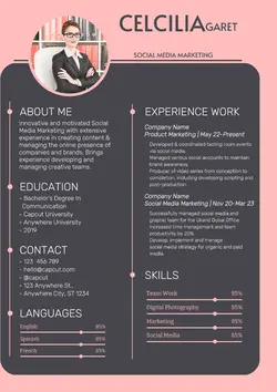 Resume Social Media Marketing Template