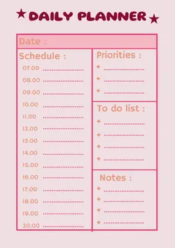 Non-marketing daily planner grid simple pink minimalist