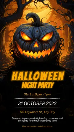 Halloween Black Pumpkin Invitation Instagram Story