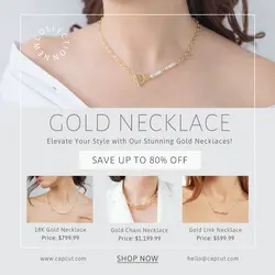 Fashion Jewelry Gold Necklace Promo Instagram Post