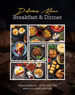 Foods & Beverage Delicious Menu Breakfast & Dinner