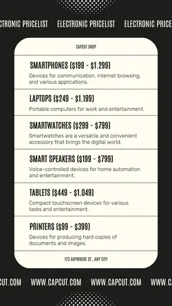 Electronic Pricelist Instagram Story