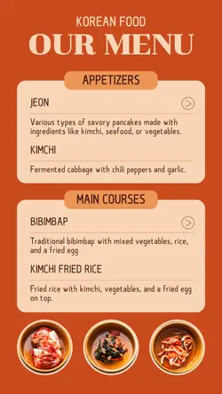 Korean Food Menu Instagram Story