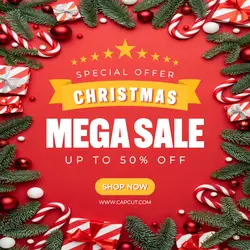 Red Christmas Mega Sale Template