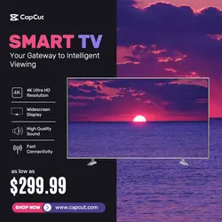 Electronics Smart TV Promotion Instagram Post Pink and Purple