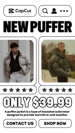 Fashion Puffer Jacket Promotion Instagram Story