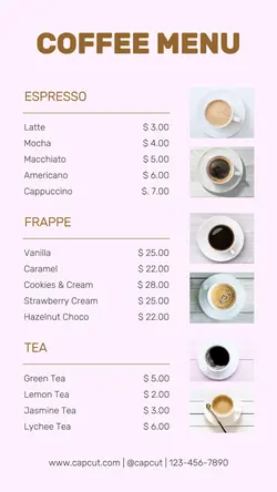 Coffee Menu Instagram Story
