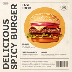 Foods & Beverage Spicy Burger Details Business