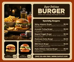 burgers menu facebook post
