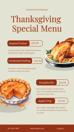 Thanksgiving Special Menu Instagram Story