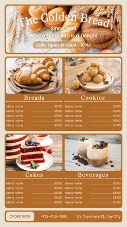 Bakery Store Menu Instagram Stories