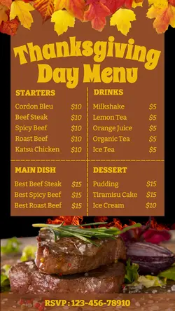 Thanksgiving Day Menu Instagram Story
