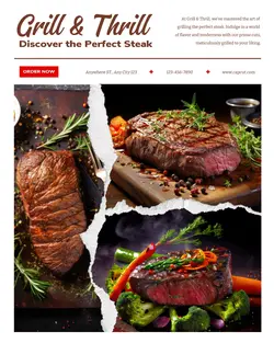 Food Steak Display Instagram Post Torn Paper Style