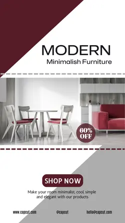 promotion of good quality furniture in a simple minimalist style for Instagram stories