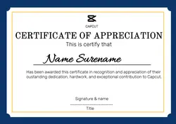 NON-MARKETING CERTIFICATE OF APPRECIATION background navy