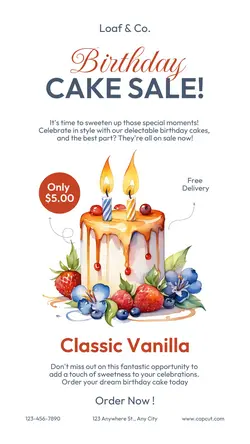 Food Birthday Cake Promotion Instagram Story