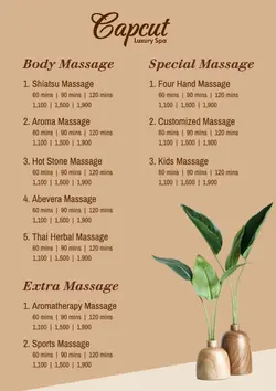 Massage Menu - Minimal Template