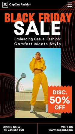 Fashion Black Friday Sale Instagram Story Orange Black