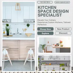 Minimalist kitchen space designer business template design for Instagram posts