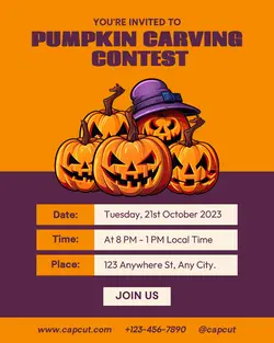 Pumpkin Carving Contest Instagram Portrait