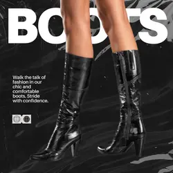 E-commerce Fashion Product callout Boots Modern Black