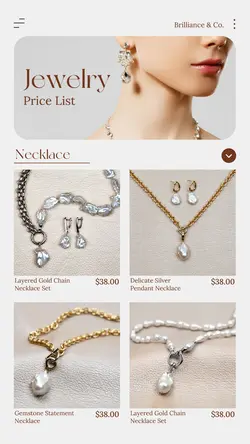 Jewelry and accessories Pricelist Instagram Story